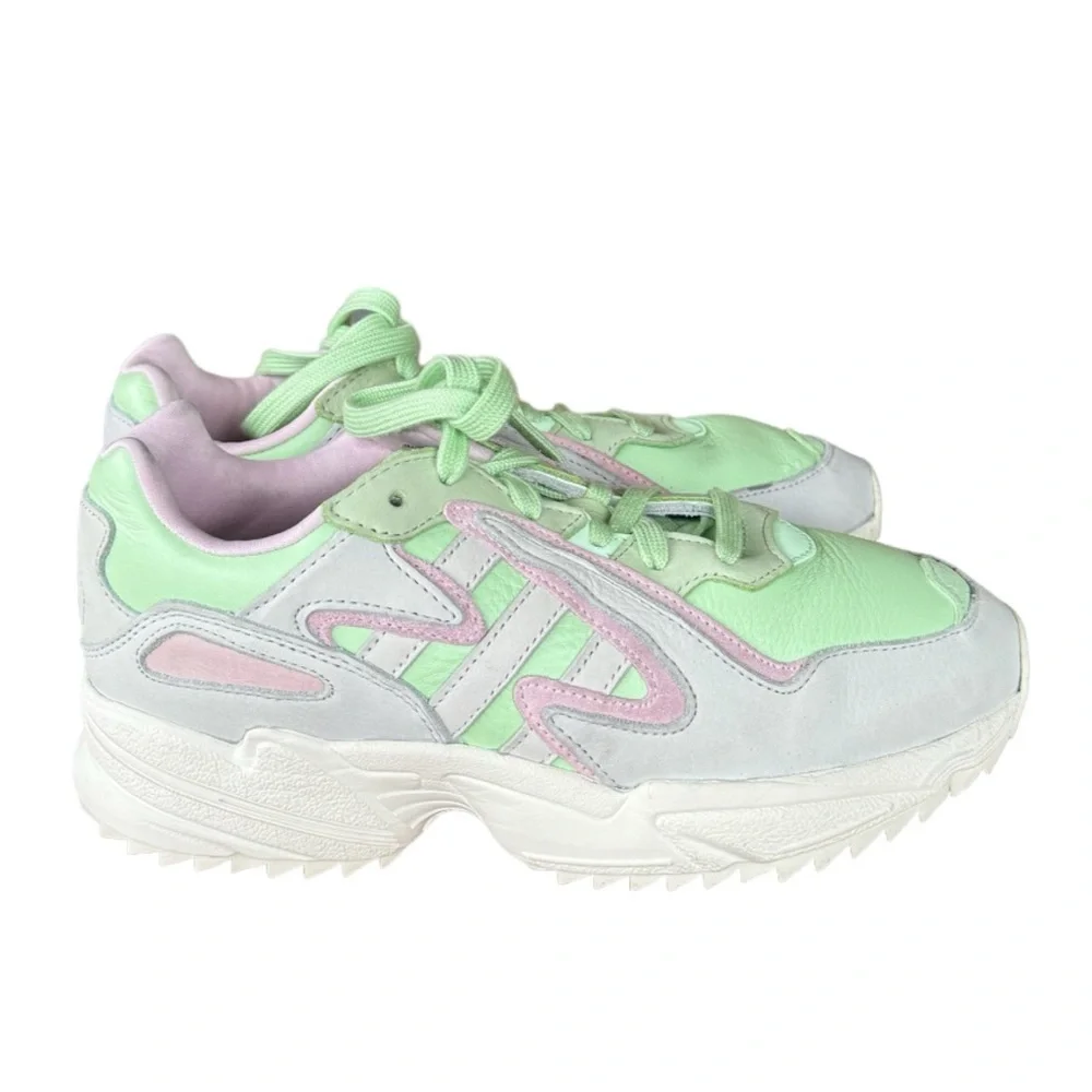 ADIDAS TORISON YUNG-96 CHASM MINT GREEN LEATHER LOW WOMEN'S TRAINERS SIZE 6